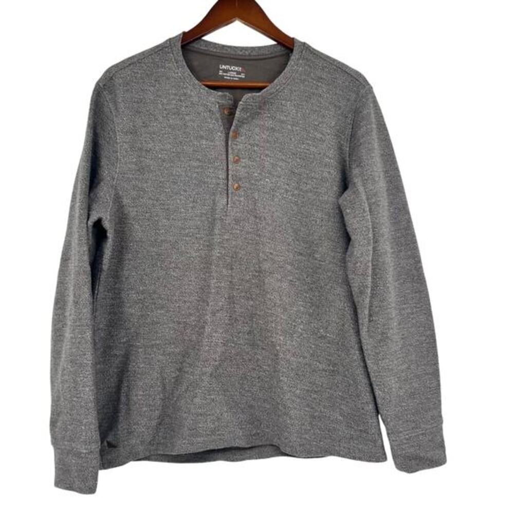 Untuckit Gray Urey Grassi 40983 Long Sleeve Henley Shirt Men’s large regular